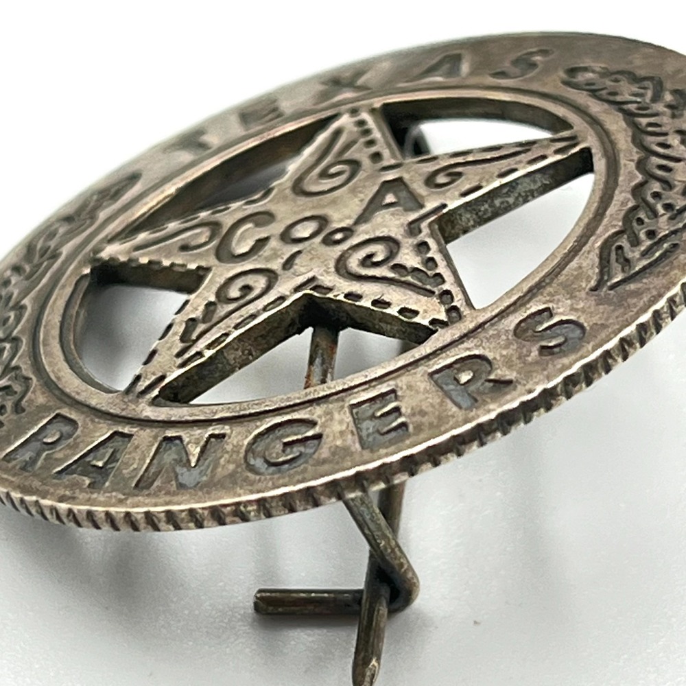 Vintage Texas Rangers Star Badge Pin Western Co. A Silver Tone Cutout Brooch - Picture 3 of 6